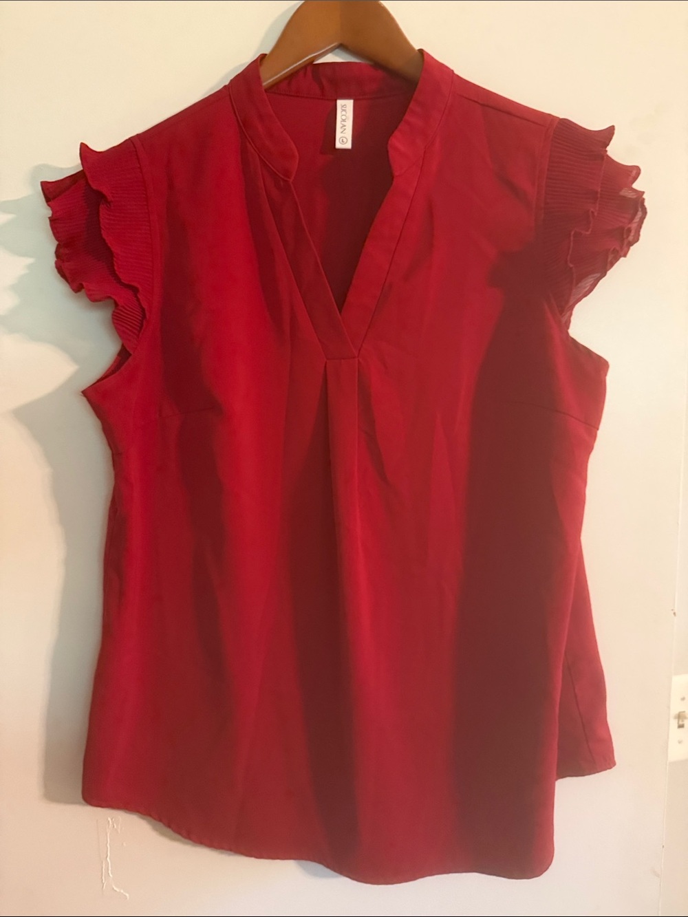 Vero Moda Crimson Ruffle Sleeve V-Neck Blouse